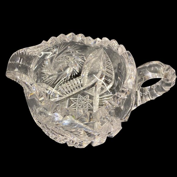 Antique American Brilliant Period Cut Glass ABP 2 Pc Set Sugar Bowl & Creamer - Picture 5 of 16